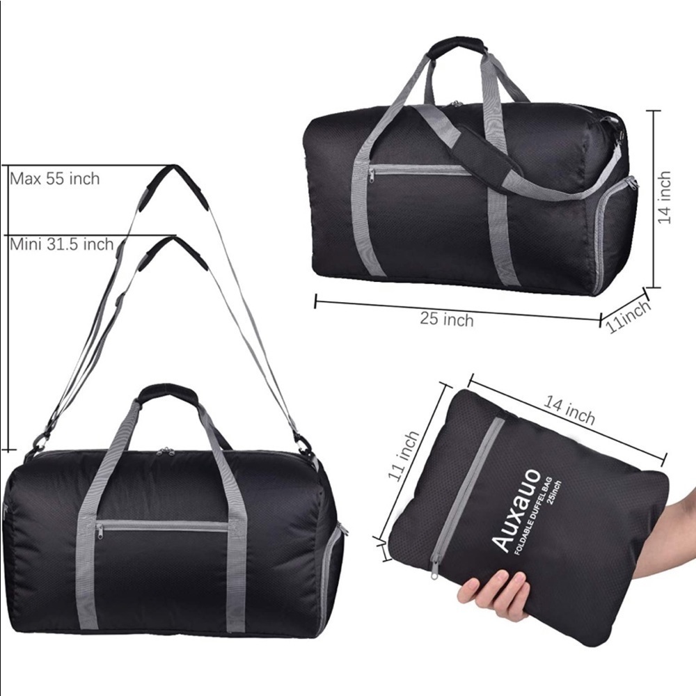 New 65L Travel Duffel Bag Foldable/Lightweight blk